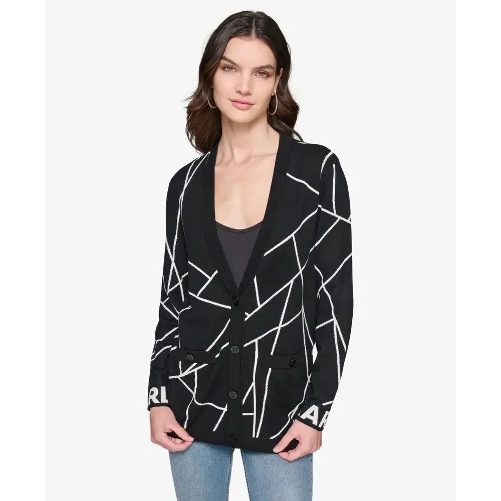 KARL LAGERFELD PARIS KARL LOGO CARDIGAN New NWT